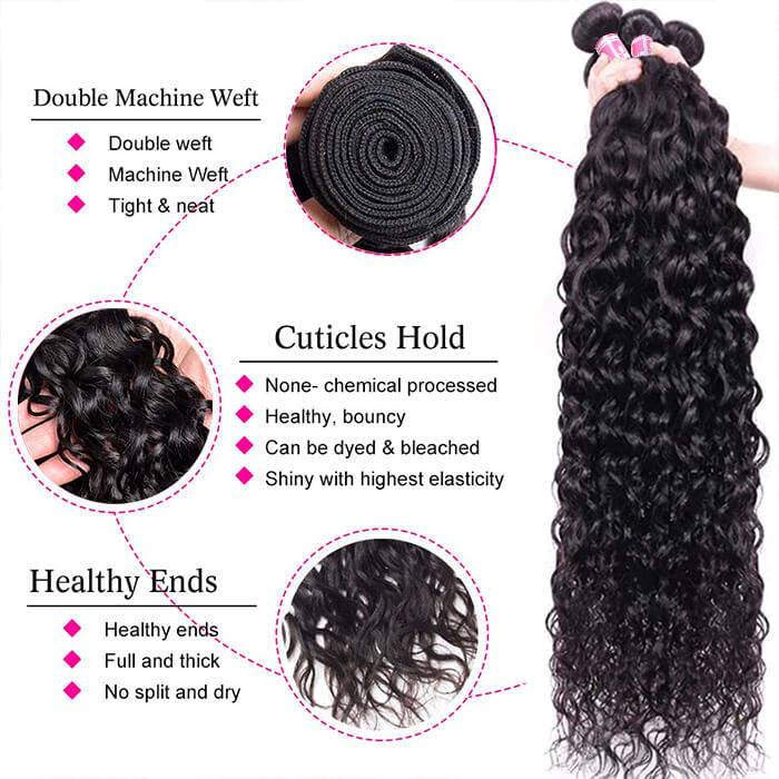 Brazilian Water Wave 3/4 Bundles Deals 100% Unprocessed Virgin Human Hair Weave