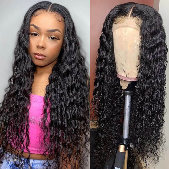 Glueless Water Wave 13X6 Full HD Lace Front Wigs Pre Bleached Knots Plucked Hairline