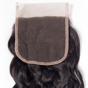 Brazilian Water Wave Human Hair 3/4 Bundles with 4x4 Swiss Lace Closure
