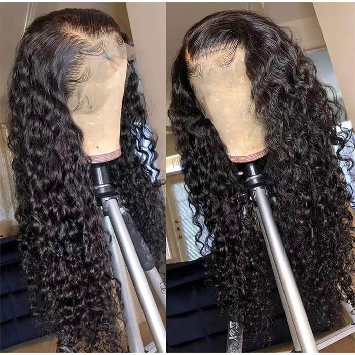 Glueless Water Wave 13X6 Full HD Lace Front Wigs Pre Bleached Knots Plucked Hairline