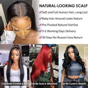 5x5 HD Invisible Lace Closure Wigs Straight Hair Glueless Human Hair Wigs