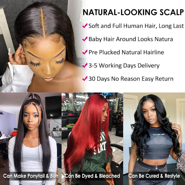 5x5 HD Invisible Lace Closure Wigs Straight Hair Glueless Human Hair Wigs