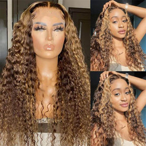 4/27 Highlight Lace Front Wigs 100% Human Hair Deep Wave Highlight Wigs | Real HD Lace