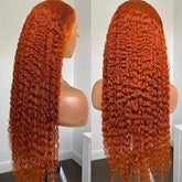 Ginger Orange Color Curly Wig Glueless 13x4 HD Lace Front Human Hair Wigs