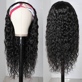 Water Wave Human Hair Headband Wigs 100% Virgin Hair Beginner