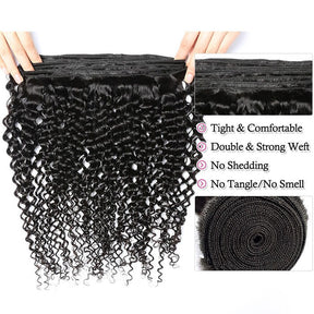 Brazilian Virgin Curly Hair 3 Bundles With 4*4 Lace Closure, Unprocessed Human Hair Extension
