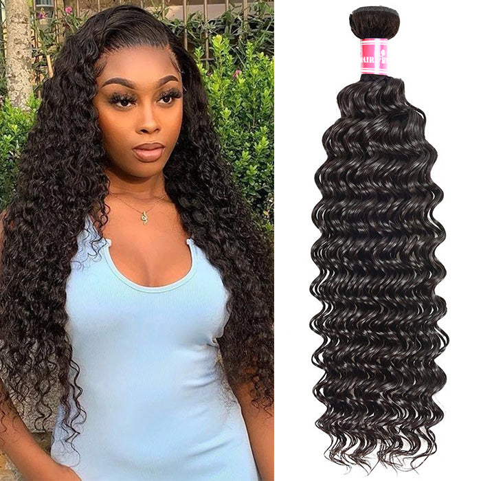 Deep Wave 3/4 Bundles Brazilian Virgin Hair 100% Human Hair Weaving