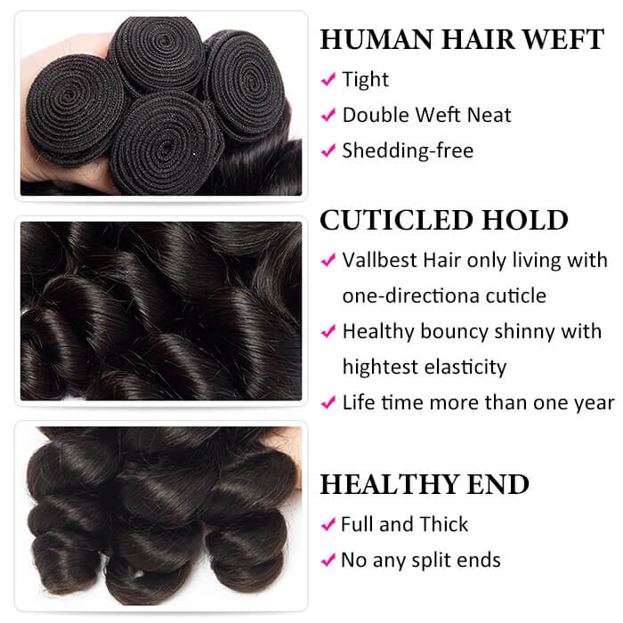 Loose Wave Virgin Hair Weave 3/4 Bundles Deals Unprocessed Human Hair Extensions