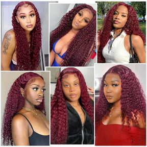 99j Burgundy Curly Lace Front Human Hair Wigs 13*4/13*6/5*5 Glueless HD Lace Wigs Pre Plucked