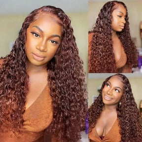 #33 Reddish Brown Color Wig Glueless 13x4 HD Lace Front Human Hair Wigs