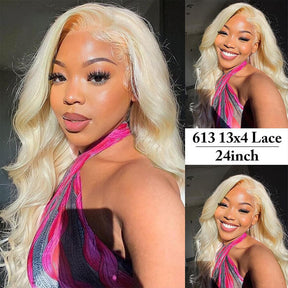 Honey Blonde 613 Color Body Wave Lace Front Human Hair Wigs Preplucked Baby hair