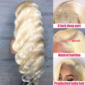 613 Blonde Color 13*6 HD Lace Front Wigs Body Wave 100% Human Hair Wigs