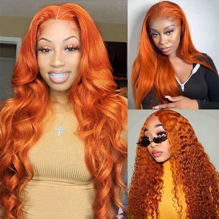 Ginger Lace Front Wigs Human Hair 13x4 HD Lace Wig with Pre-plucked Hairline