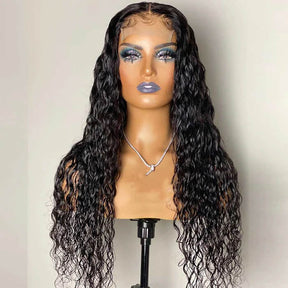 Water Wave Human Hair Wigs 5x5 Pre Plucked Wet and Wavy Lace Closure Wigs