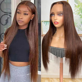 Chocolate Brown Colored Human Hair Wigs For Women 13x4 HD Lace Front Wigs