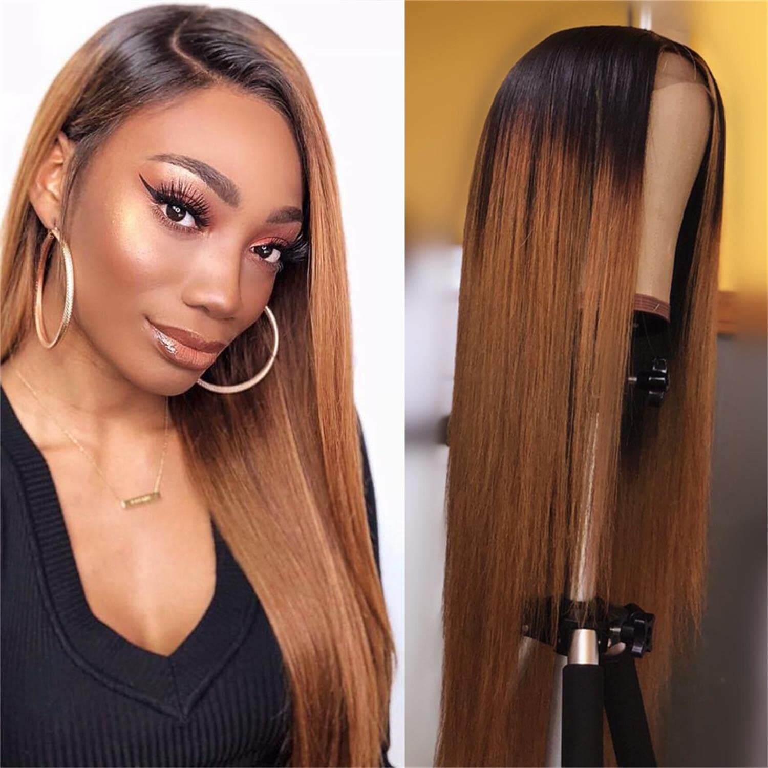 T1B/30 Ombre Body Wave/Straight/Curly Human Hair Wigs 13x4 HD Lace Front Wigs For Women-Pizazz Hair