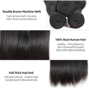 Brazilian Straight Virgin Human Hair Bundles 100% Unprocessed Virgin Human Hair Extension