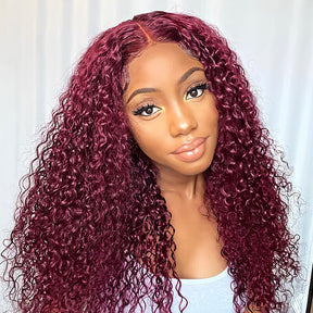 99j Burgundy Curly Lace Front Human Hair Wigs 13*4/13*6/5*5 Glueless HD Lace Wigs Pre Plucked