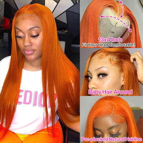 Ginger Lace Front Wigs Human Hair 13x4 HD Lace Wig with Pre-plucked Hairline
