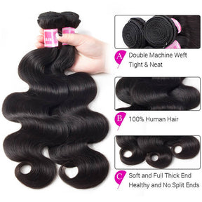 Brazilian Hair Body Wave Human Virgin Hair Weft 3 or 4 Bundles/Pack