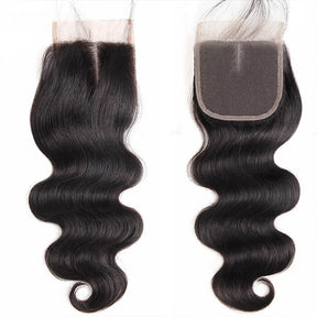 Body Wave 4x4 Lace Closure Middle Part 100% Human Virgin Hair Natural Color-Pizazz Hair