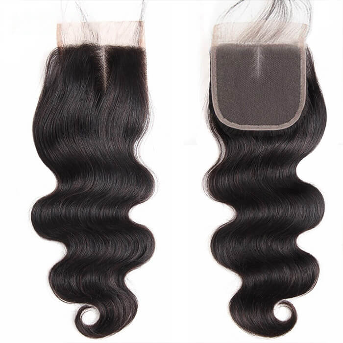 Body Wave 4x4 Lace Closure Pre Plucked With Baby Hair 100% Human Hair Extensions