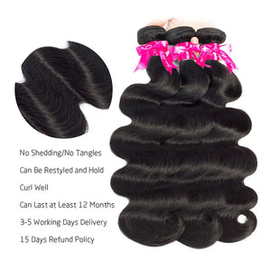 Body Wave Hair Bundles With Closure Virgin Huaman Hair Bundles And 4x4 Closure