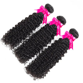 Jerry Curly 3 Bundles Hair Weft With 4x4 Lace Closure Virgin Human Hair