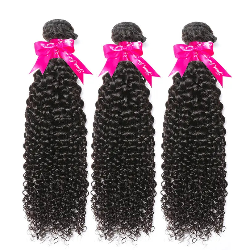 Jerry Curly 3 Bundles Hair Weft With 4x4 Lace Closure Virgin Human Hair