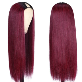 Ombre Burgundy Color V Part Wigs