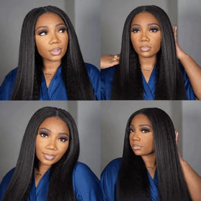 U Part Wig Kinky Straight Human Hair Wigs 150% Density Glueless Wig For Women