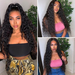 Glueless Water Wave 13X6 Full HD Lace Front Wigs Pre Bleached Knots Plucked Hairline