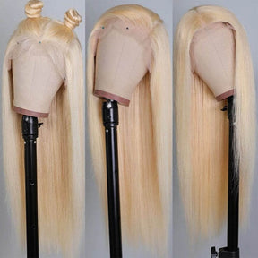 613 Blonde Color 13*6 HD Lace Frontal Silk Straight Human Hair Wigs