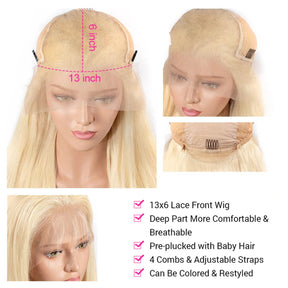 613 Blonde Color 13*6 HD Lace Front Wigs Body Wave 100% Human Hair Wigs