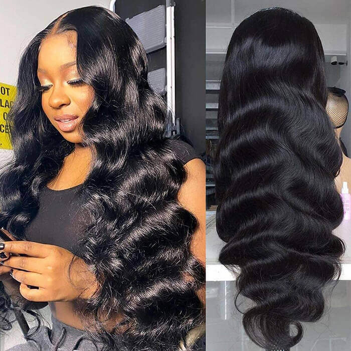 13x6 Full HD Invisible Lace Frontal Wigs Body Wave Human Hair Wigs Pre Plucked Natural Hairline