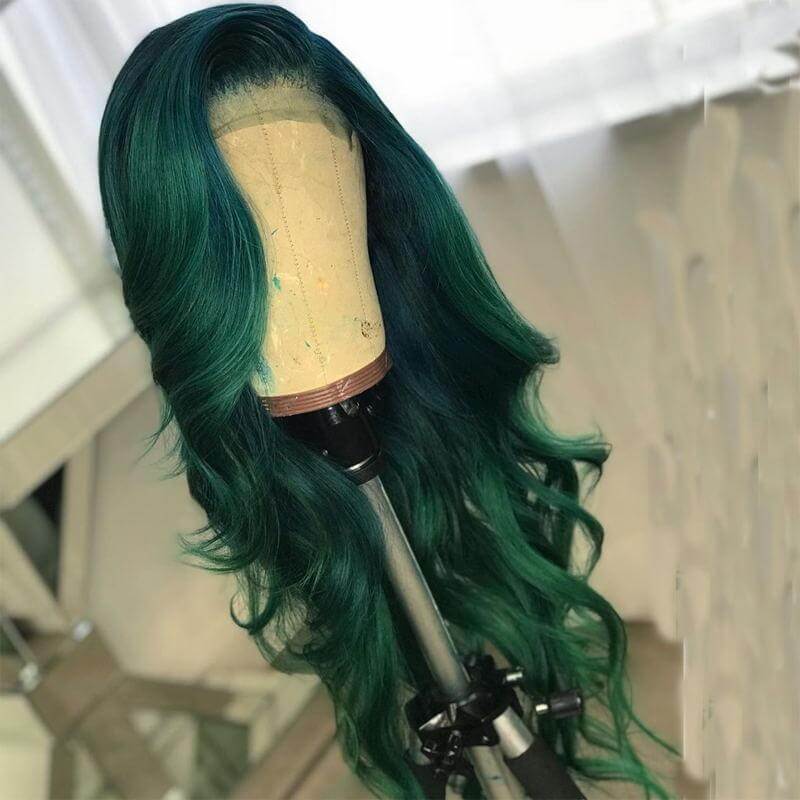 Dark Green Color 13*4 HD Lace Front Wigs Body Wave 4*4 HD Lace Closure Wigs 100% Human Hair