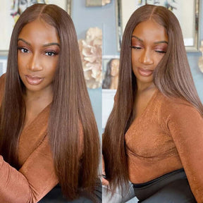 #4 Chestnut Brown Wig Straight Hair HD Lace Front Human Hair Wigs | Fall Hair Trends