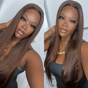 #4 Chestnut Brown Wig Straight Hair HD Lace Front Human Hair Wigs | Fall Hair Trends