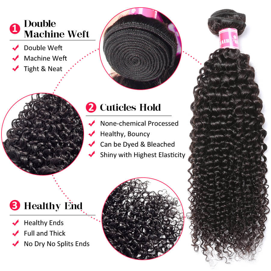 Brazilian Curly Hair 3/4 Bundles Affordable Virgin Human Hair Weave