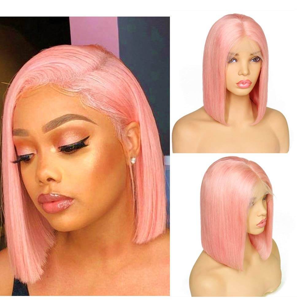 Colored Human Hair Bob Wigs 13*4 HD Lace Front Wigs Straight Hair