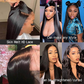 Straight Lace Front Wigs with Bleached Knots 13x6 HD Transparent Lace Frontal Wigs