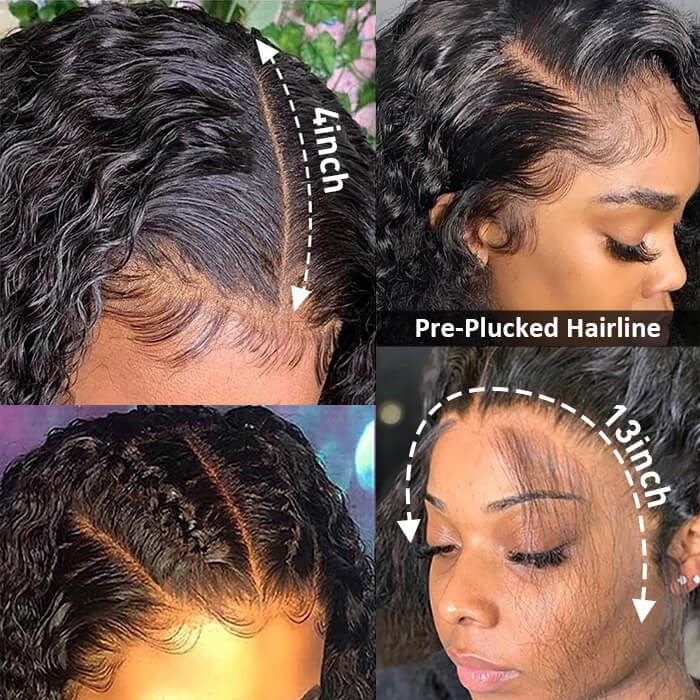 Natural Water Wave 13x4 Lace Frontal Wigs Virgin Human Hair Wet and Wavy Wigs