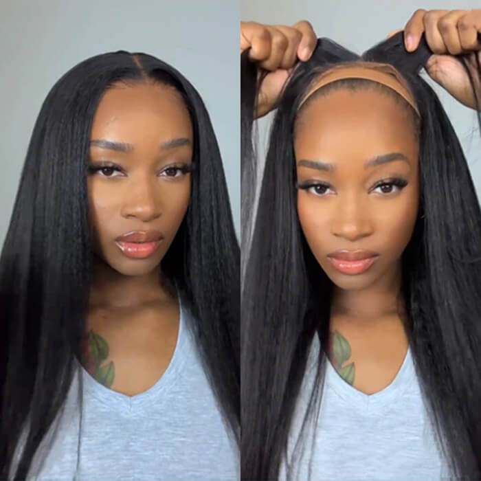 Pre Cut Lace | Kinky Straight Wear & Go Pre-Cut Lace 5x5/4x4 Glueless Wigs with Pre Plucked