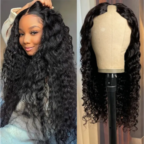 Glueless Deep Wave V Part Human Hair Wigs New Upgrade Airy Cap Clip and Go Wig